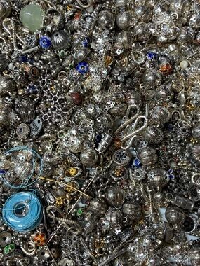 Lot of 2+ pounds of silver and gold colored jewelry making findings